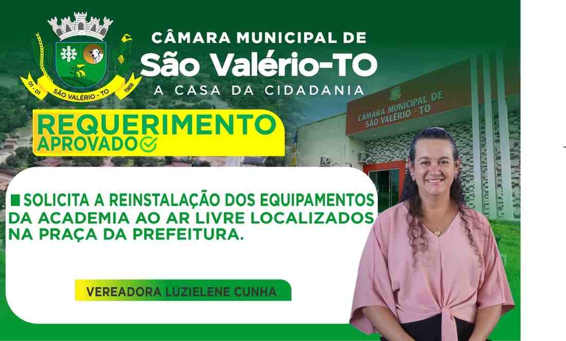 Requerimento N° 076/2025 solicitando o retorno e a reinstalação dos aparelhos de ginastica da academia ao ar livre, Iocalizada na Praça da Prefeitura.