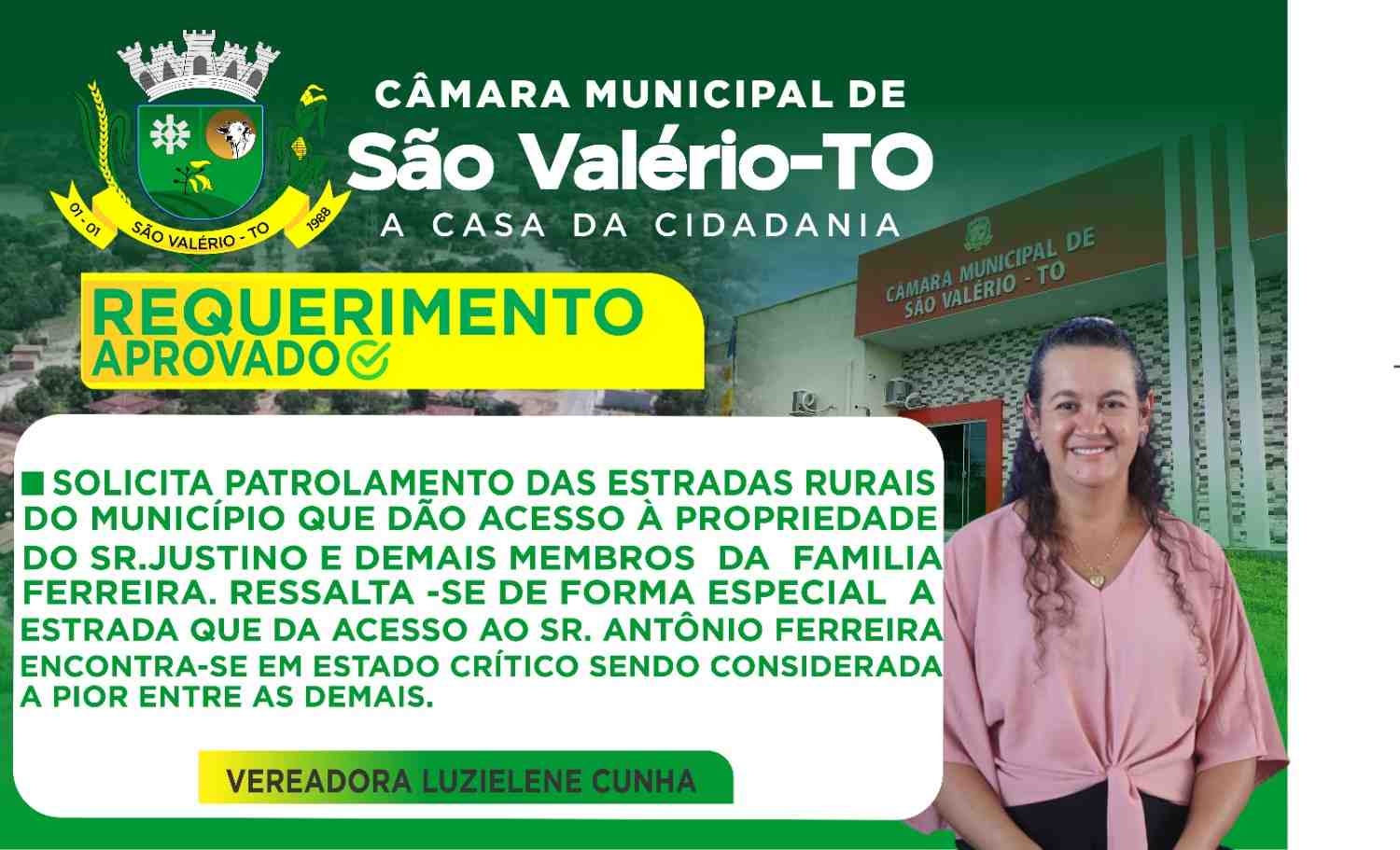 Requerimento da vereadora Luzelena Cunha das sessões do mês de março de 2026.