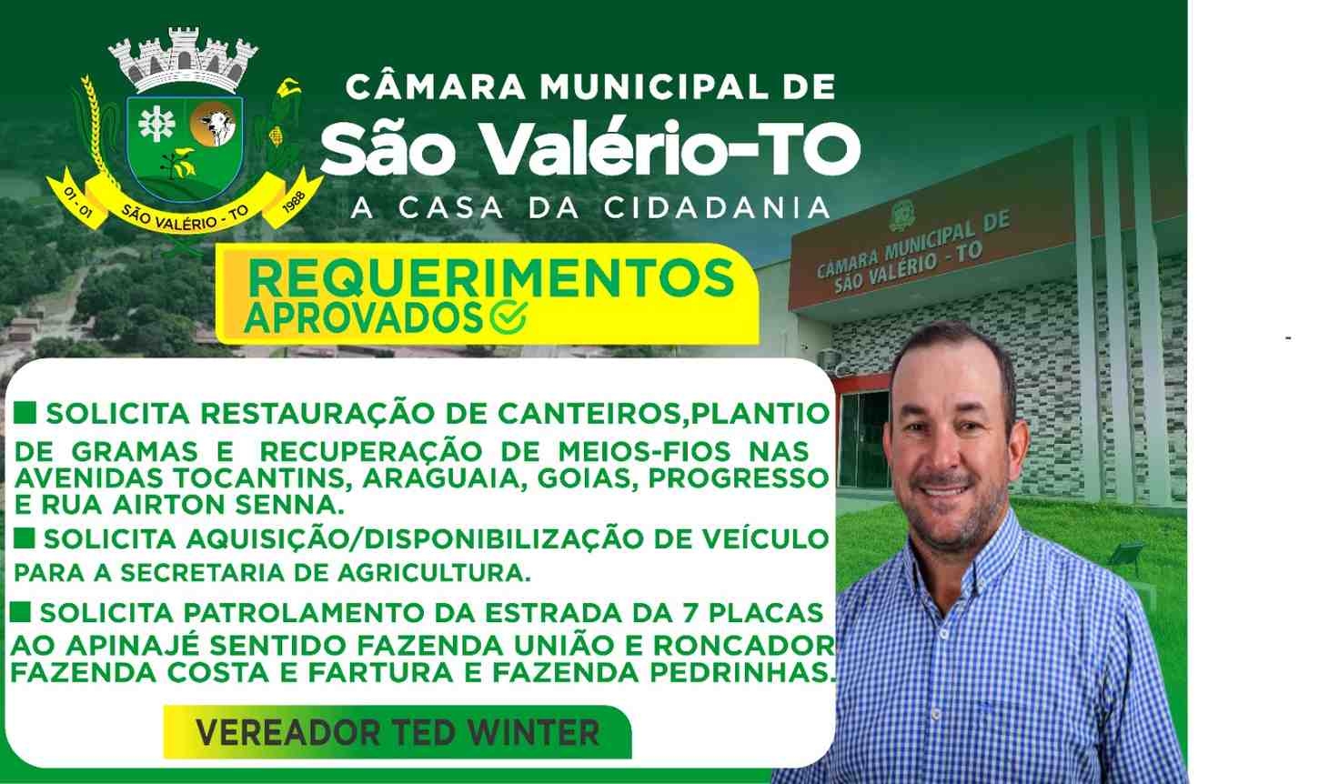 Requerimentos do Vereador Ted Winter do mês de fevereiro de 2026.