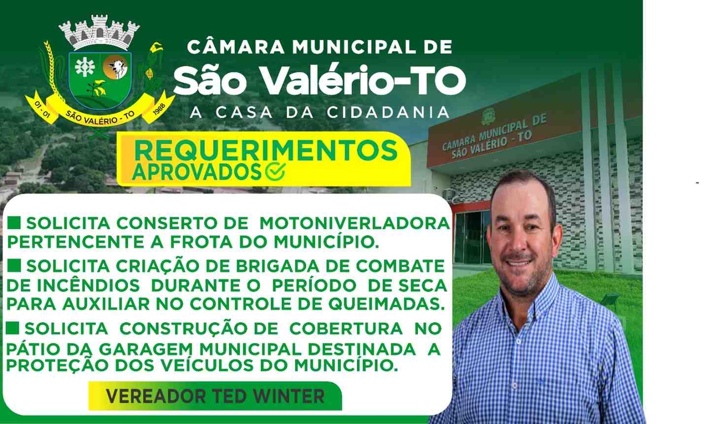 Requerimentos do vereador Ted Winter do mês de março de  2026.